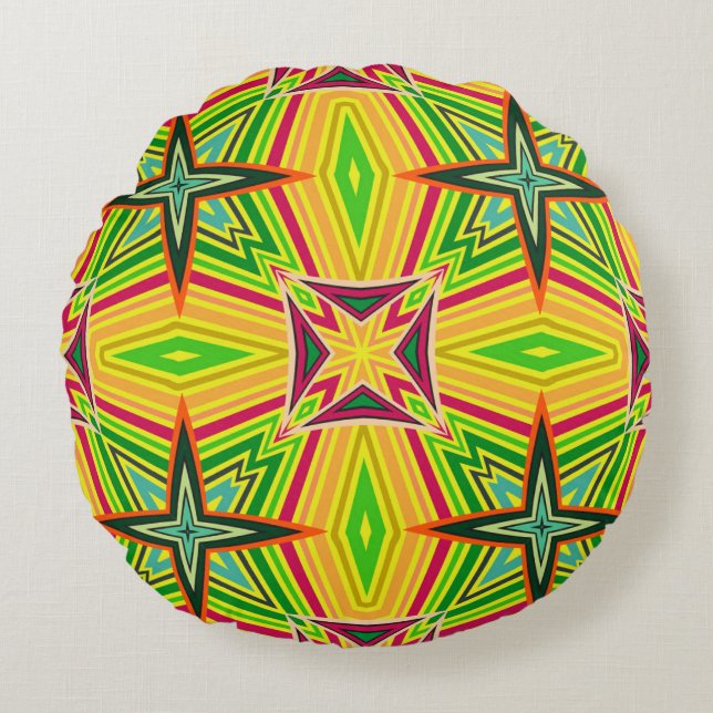 Tribal geometric vintage pattern. Seamless ethnic  Round Cushion (Front)