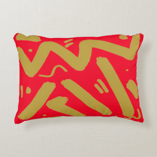 Tribal Gold and Red Decorative Cushion