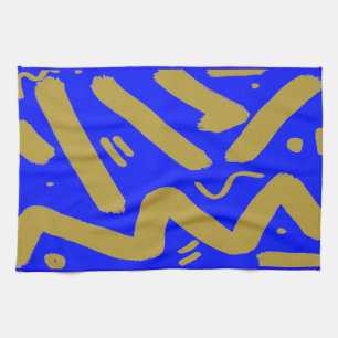 Tribal Gold and Royal Blue Tea Towel