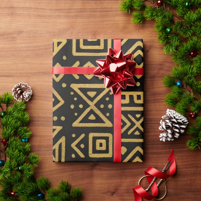 Tribal Gold Geometric Wrapping Paper (Holiday Gift)