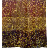 Tribal  Gold Pattern on Brown Paint