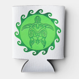 Tribal Green Sea Turtle Can Cooler
