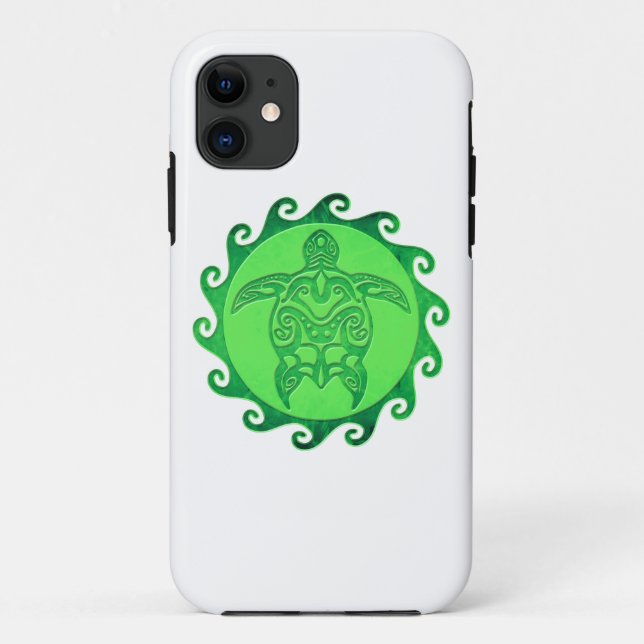 Tribal Green Sea Turtle Case-Mate iPhone Case (Back)
