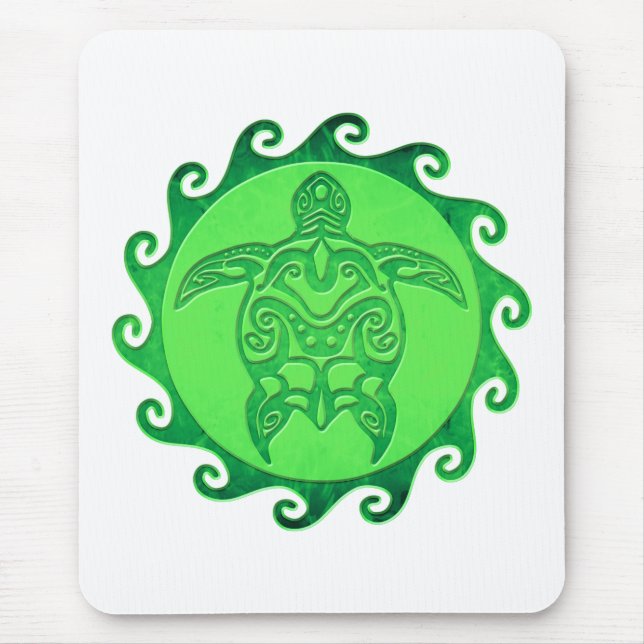 Tribal Green Sea Turtle Mouse Pad (Front)