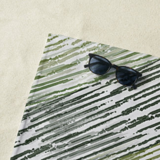 Tribal Green Stripes Abstract Pattern  Beach Towel