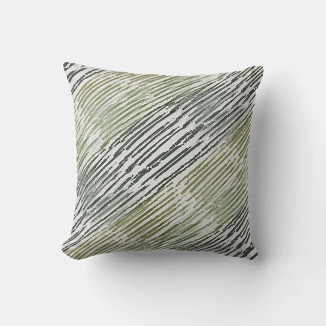 Tribal Green Stripes Abstract Pattern  Cushion (Front)