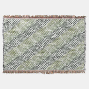 Tribal Green Stripes Abstract Pattern  Throw Blanket