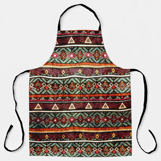 Tribal grunge ethno folk pattern in retro style apron (Front)