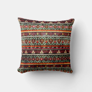 Tribal grunge ethno folk pattern in retro style cushion