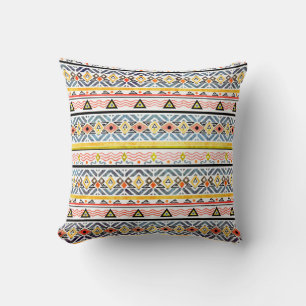 Tribal grunge ethno folk pattern in retro style cushion