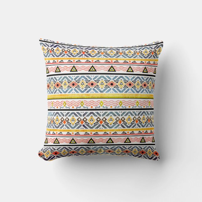 Tribal grunge ethno folk pattern in retro style cushion (Front)