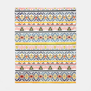 Tribal grunge ethno folk pattern in retro style fleece blanket