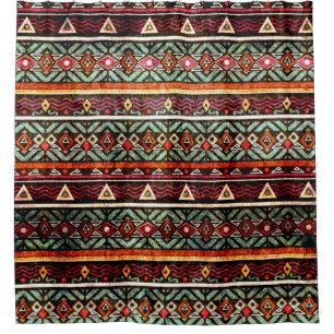 Tribal grunge ethno folk pattern in retro style shower curtain