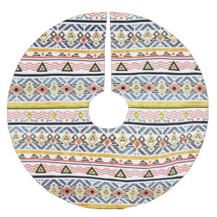 Tribal Grunge: Ethno Folk Retro. Brushed Polyester Tree Skirt