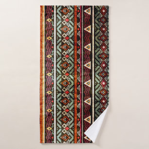Tribal Grunge: Ethno Retro Pattern Bath Towel