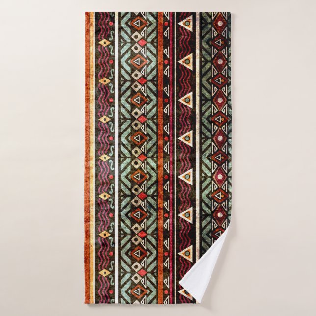 Tribal Grunge: Ethno Retro Pattern Bath Towel (Bath Towel)