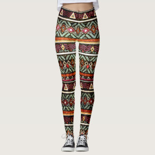 Tribal Grunge: Ethno Retro Pattern Leggings
