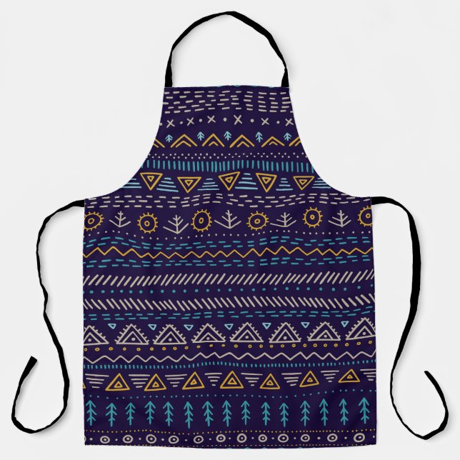 Tribal Hand-Drawn: Ethnic Seamless Pattern Apron (Front)