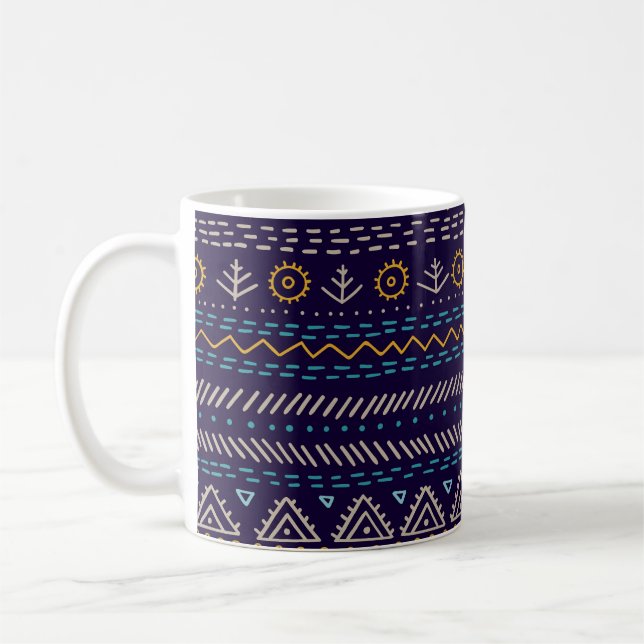 Tribal Hand-Drawn: Ethnic Seamless Pattern Coffee Mug (Left)