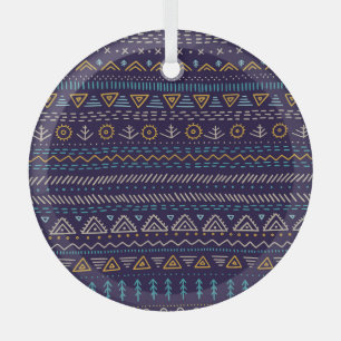 Tribal Hand-Drawn: Ethnic Seamless Pattern Glass Tree Decoration