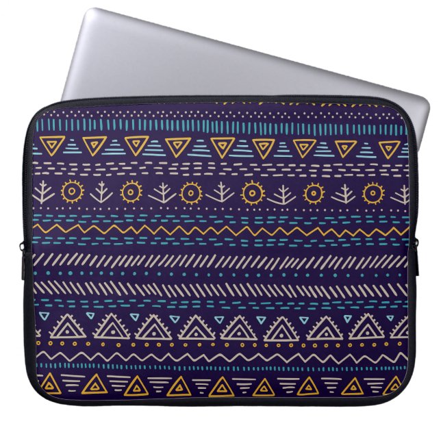 Tribal Hand-Drawn: Ethnic Seamless Pattern Laptop Sleeve (Front)