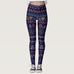 Tribal Hand-Drawn: Ethnic Seamless Pattern Leggings