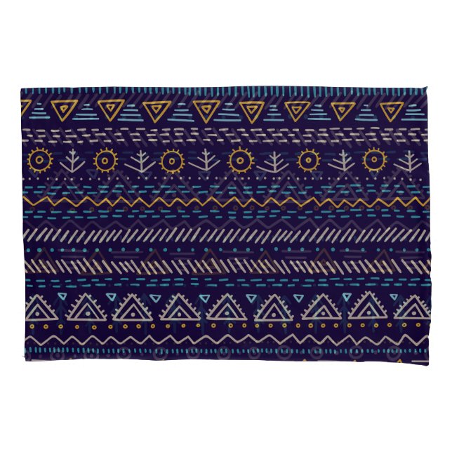 Tribal Hand-Drawn: Ethnic Seamless Pattern Pillowcase (Front)