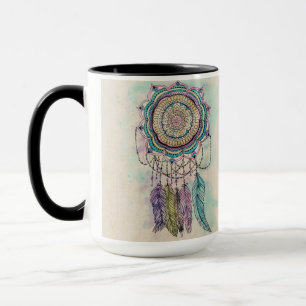 tribal hand paint dreamcatcher mandala design mug