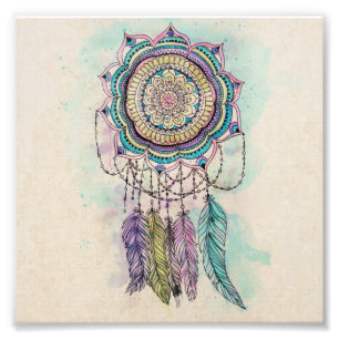 tribal hand paint dreamcatcher mandala design photo print