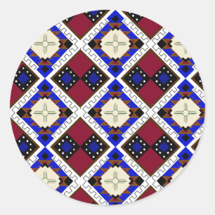 Tribal, Happiness, Native American Zia Classic Round Sticker