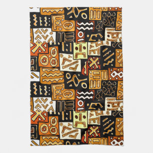 Tribal Harmony: African Geometric Motif Tea Towel