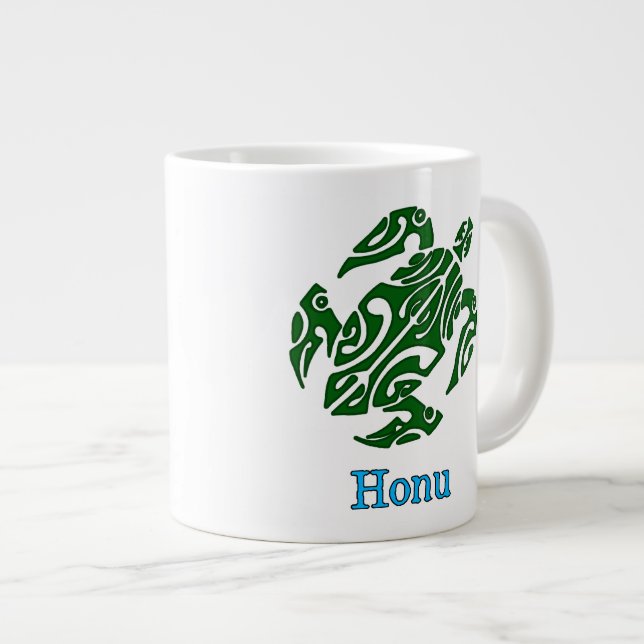 Tribal Hawaiian Green Sea Turtle Large Coffee Mug (Front Right)