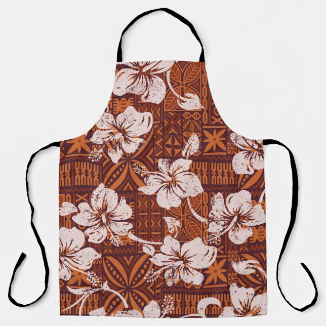 Tribal Hawaiian: Hibiscus Flower Wallpaper Apron (Front)