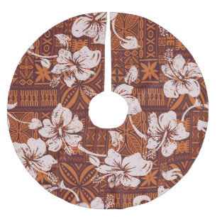 Tribal Hawaiian: Hibiscus Flower Wallpaper Brushed Polyester Tree Skirt