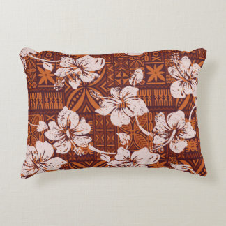 Tribal Hawaiian: Hibiscus Flower Wallpaper Decorative Cushion