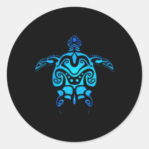 Tribal Hawaiian Maori Sun Sea Turtle 2-Sided Classic Round Sticker