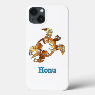 Tribal Hawaiian Sea Turtle in Gold iPhone 13 Case