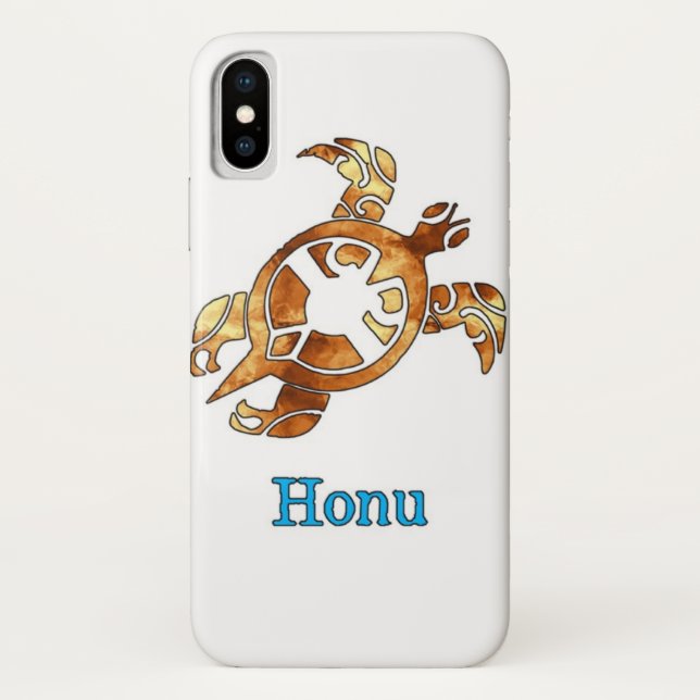 Tribal Hawaiian Sea Turtle in Gold Case-Mate iPhone Case (Back)
