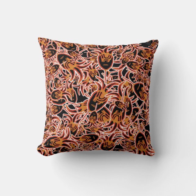 Tribal head illustration motif pattern cushion (Front)