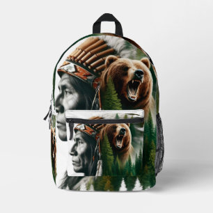 Tribal Headdress and Roaring Bear Backpack