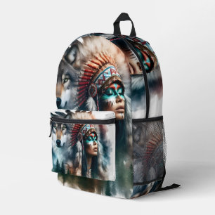 Tribal Headdress and Wolf Backpack