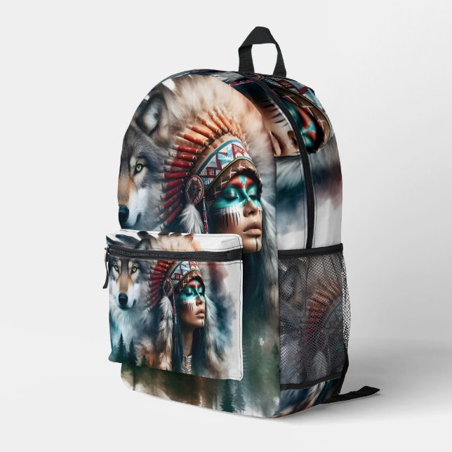 Tribal Headdress and Wolf Backpack (Back Corner Right)