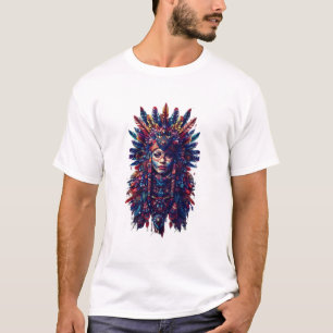 Tribal Headdress Artistic Graphic T-Shirt - Bohemi