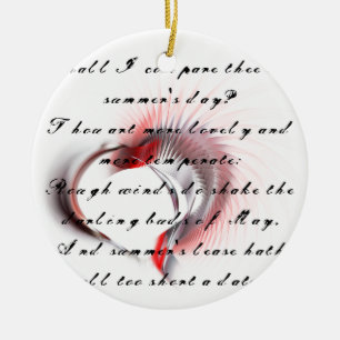 Tribal Heart with Shakespeare's sonnet 18 Ceramic Tree Decoration