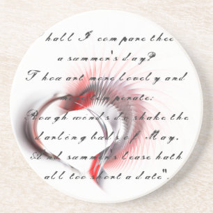 Tribal Heart with Shakespeare's sonnet 18 Coaster