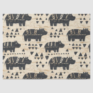 Tribal Hippo Safari Pattern Tissue Paper