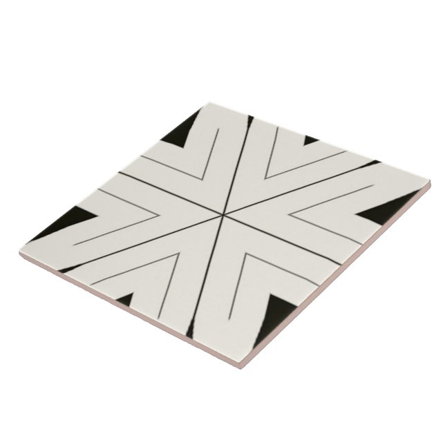 Tribal Home Black & White Ceramic Tile (Side)