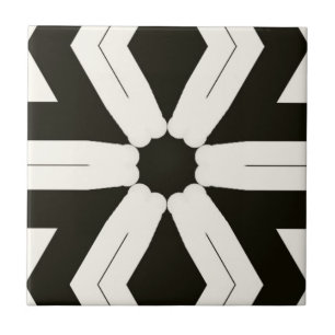 Tribal Home Floral Black & White Ceramic Tile