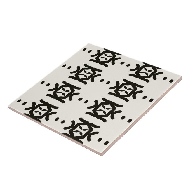 Tribal Home Zen Garden Walk Black & White Ceramic Tile (Side)
