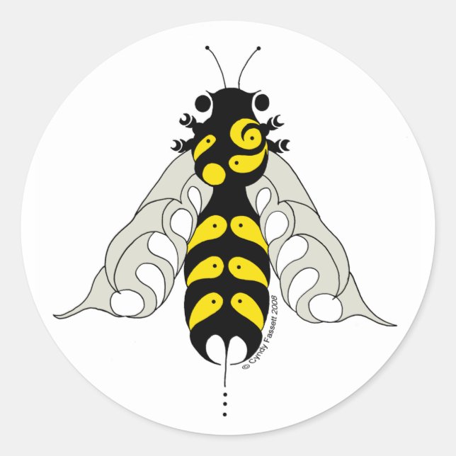 Tribal honeybee classic round sticker (Front)
